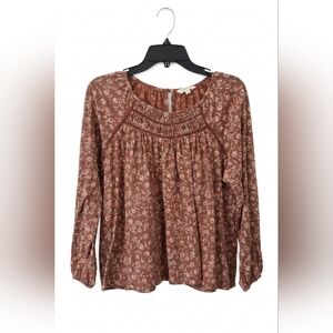 Lucky Brand Floral Blouse in Earthy Brown~Women Size Medium